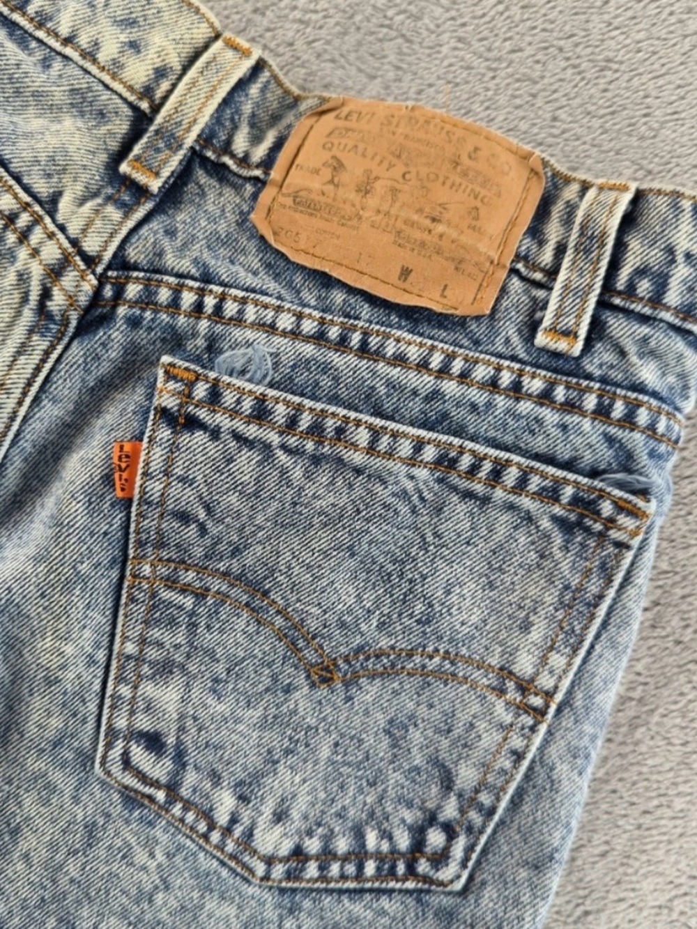 Vintage 80s Levi's Orange Tab Women's Blue Acid-Wash Bootcut Jeans Made in USA - Picture 4 of 11
